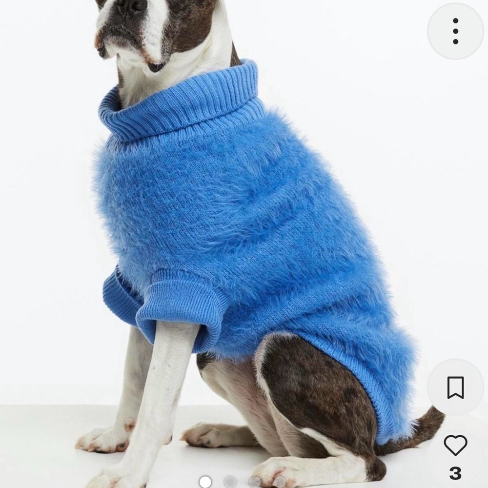 Blue fuzzy dog sweater H&M